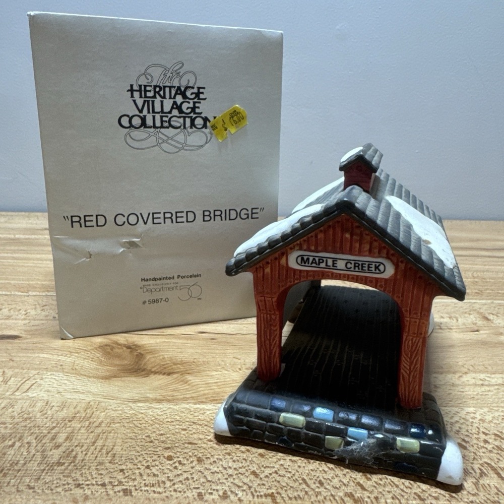 Dept 56 The Heritage Village Collection Red Covered Bridge Maple Creek - 5987-0